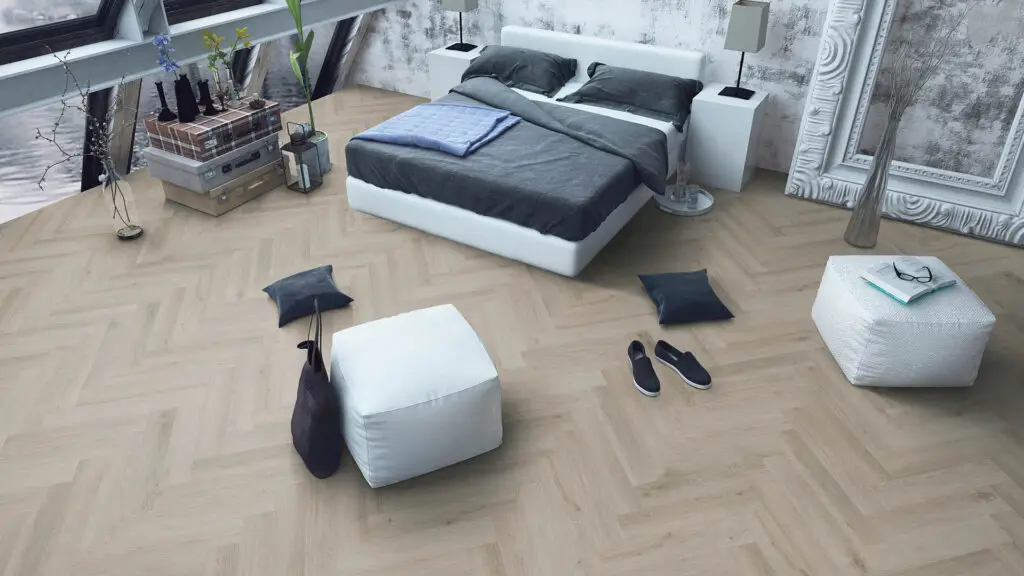 pvc vloeren limburg - een slaapkamer ingericht met een mooie pvc vloer voor een luxe uitstraling